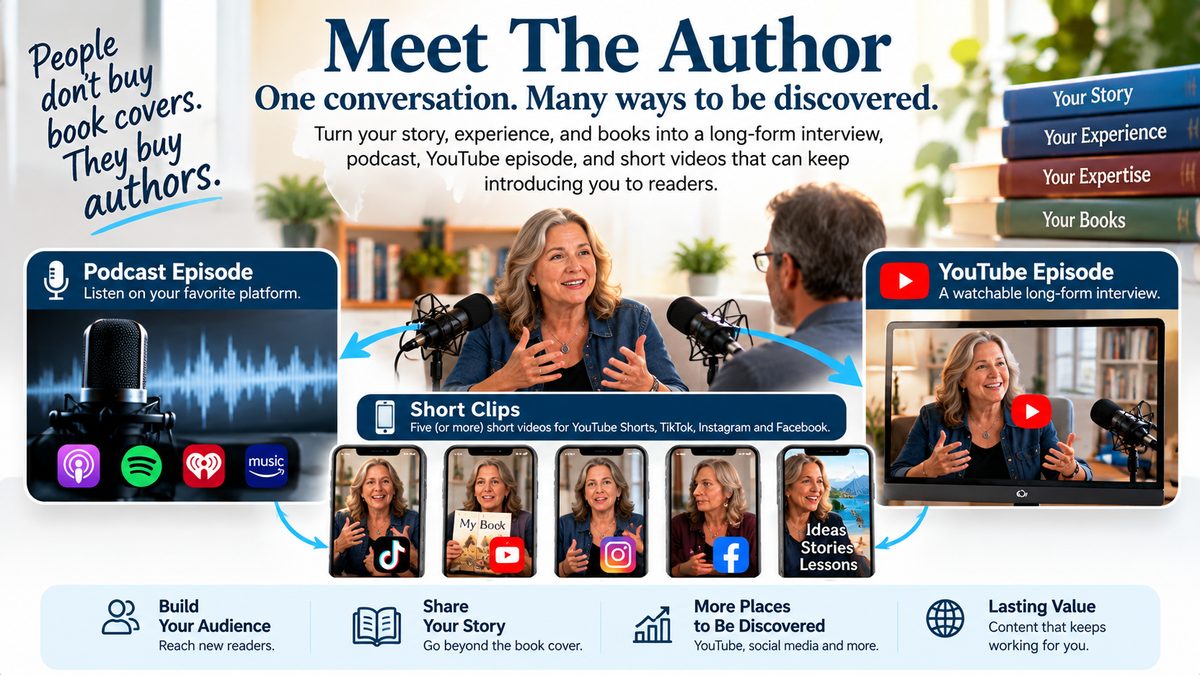 Meet The Author — one conversation becomes a podcast, YouTube episode and short videos